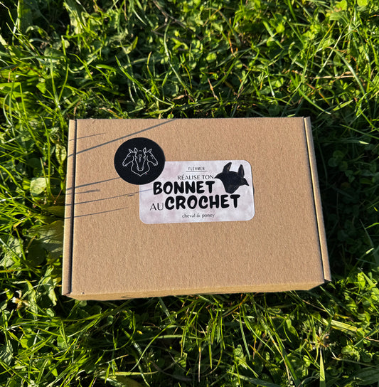 Box DIY "réalise ton bonnet au crochet CHEVAL & PONEY" Noir et Brillant